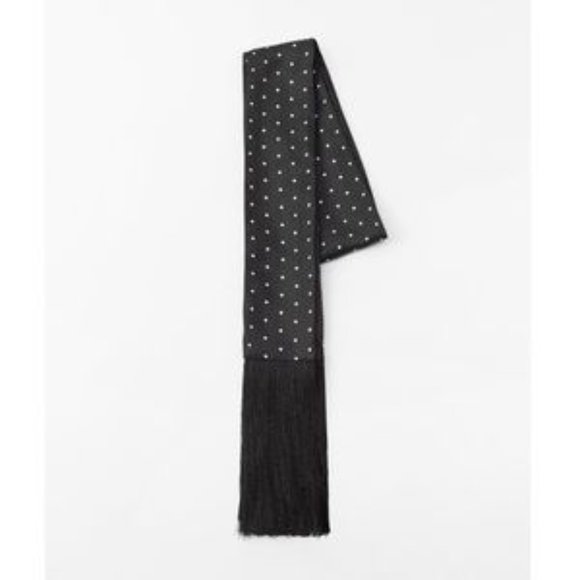 Zara Polka Dot Long Skinny Fringe Scarf - Picture 4 of 6